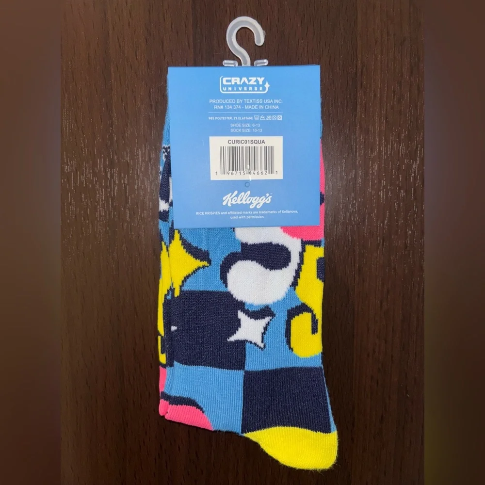 RICE KRISPIES NOVELTY CREW SOCKS NWT MEN’S SHOE SIZE 6-13